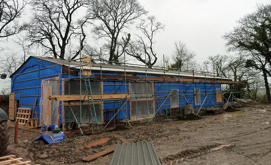 Breathable membrane against the timber frame walls, soon to be ready for vertical timber cladding