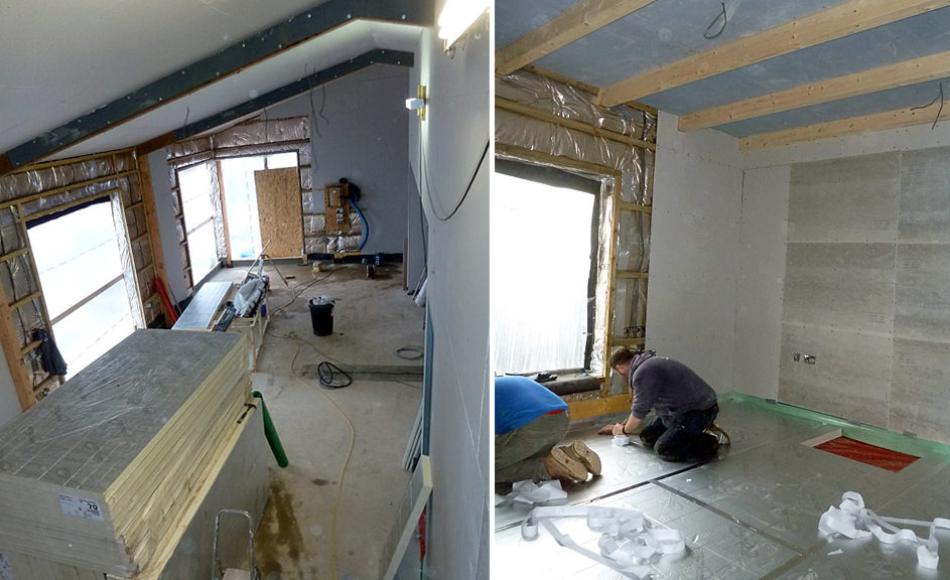 Underfloor heating pipes laid. Nearly ready for the power floated concrete floor