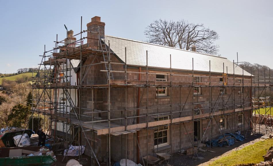 The new Georgian style front elevation of the property
