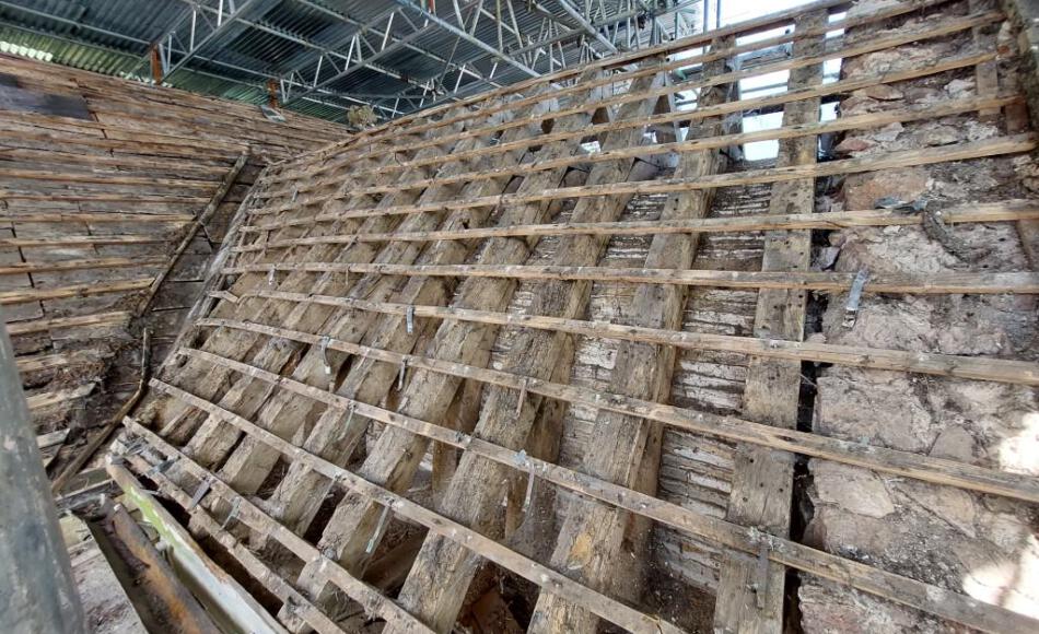 Where sarking boards no longer survive, holes where pegs would have been are evident