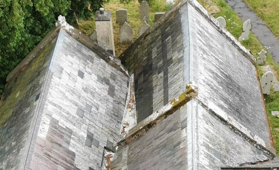 The roof slates prior to the work beginning