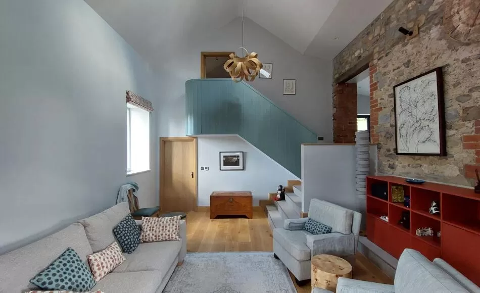Exposed brickwork with modern finishes maintains the balance between historic and contemporary