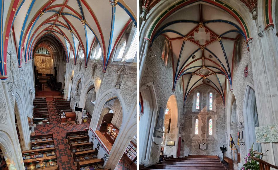 The elegant nave flanked by the South aisle and the Dorset aisle. Audio / visual enhancements will be designed so as not to detract from the historic interior of the Grade I listed church