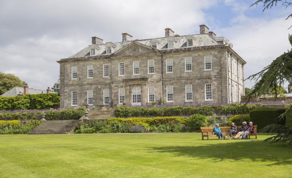  Visitors in the garden and north front of Antony House, Cornwall ©National Trust Images James Dobson