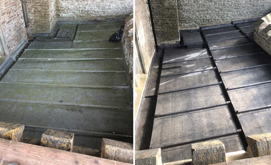 Before and after re-roofing improvements