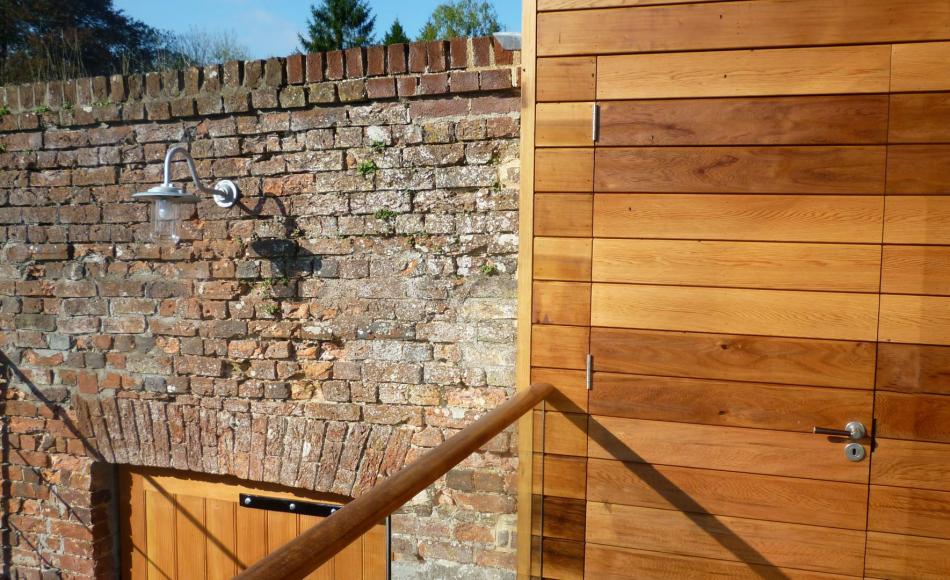 The pool house located within the Grade II listed walled garden