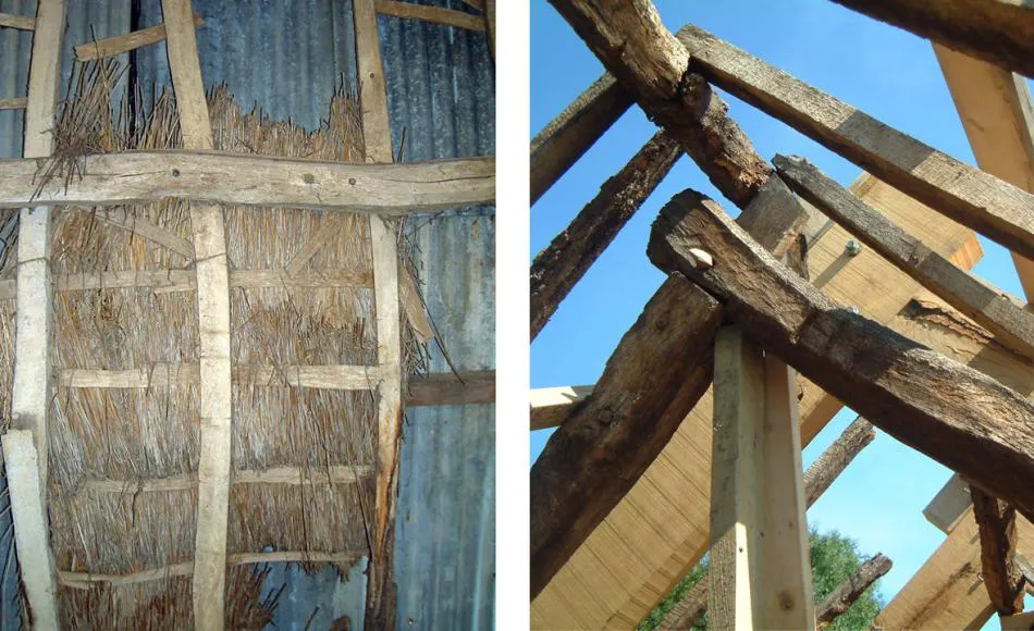 Exmoor barn - sensitive repairs retain historic roof structure adjacent new