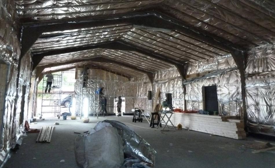 Interior with insulation installed. 