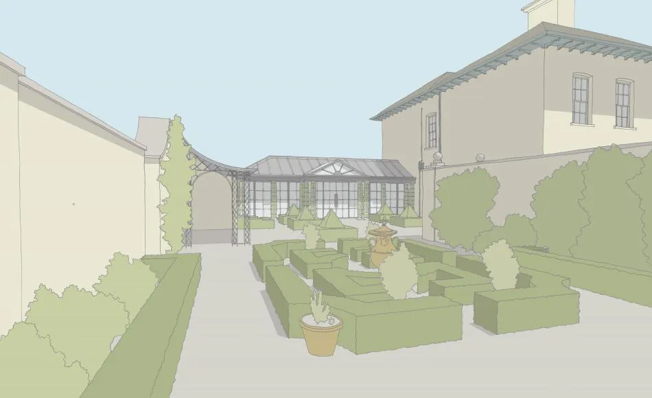 Designs for an orangery addition to a Devon country house