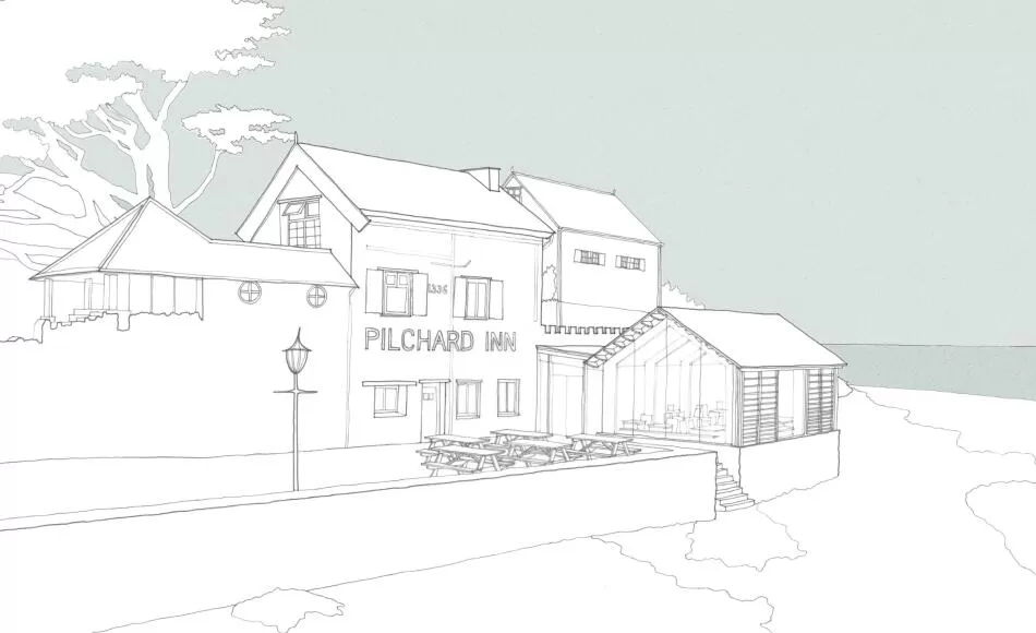 Sketch for The Pilchard Inn on Burgh Island 