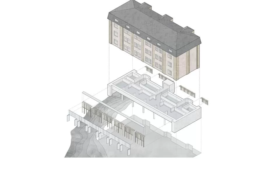 Hylkysaari Marine Pilot Barracks - Exploded Iso by Twearly