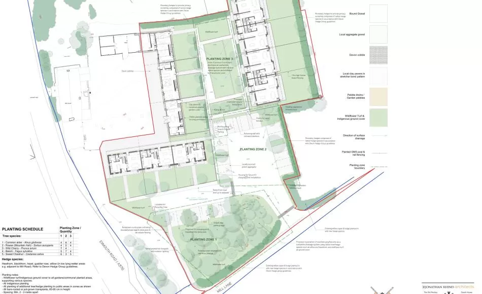 Plans incorporate soft landscaping to create subtle barriers between the buildings 