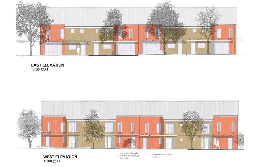 A palette of sympathetic materials ensures the replacement buildings complement the historic barn and the listed farmhouse on the site