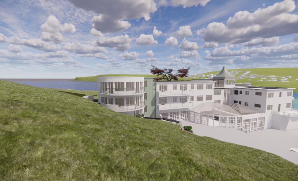 View of west wing extension from the hill