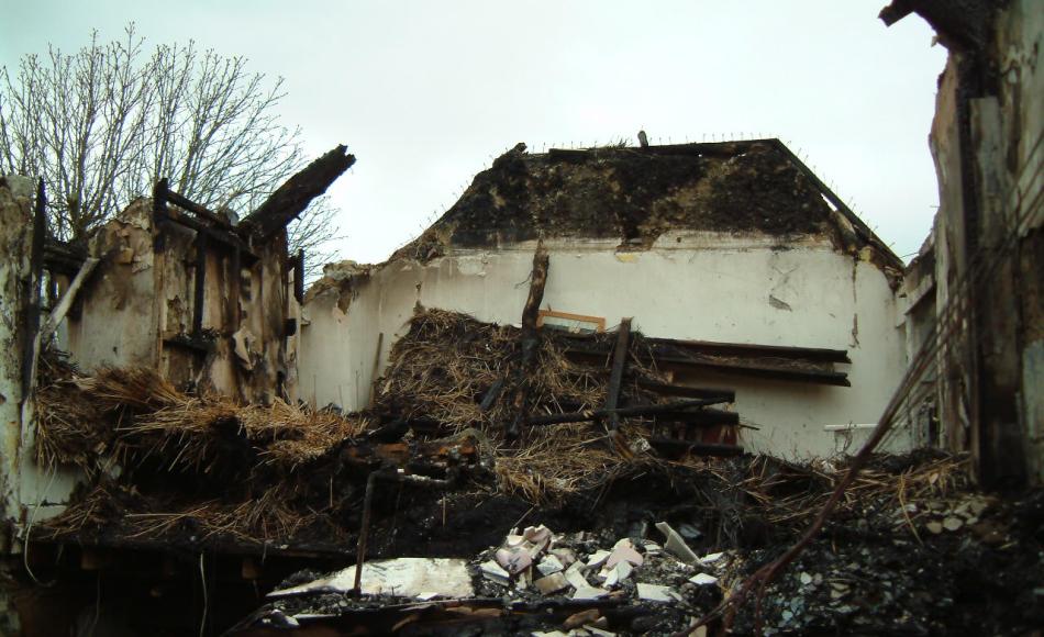 Chichester Arms - remains following thatch fire