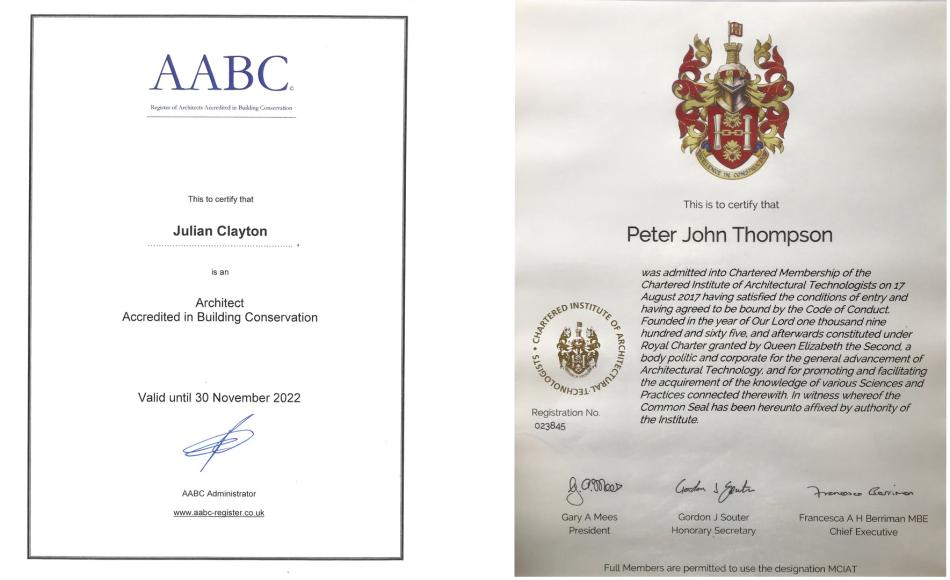 Accreditation certificates