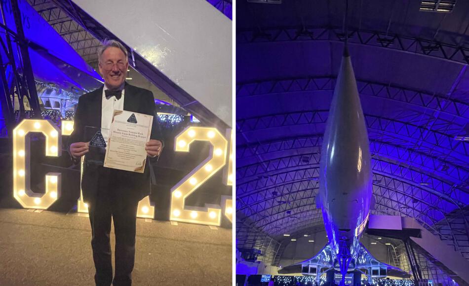 Jonathan at the Civic Trust AABC awards where the Dartmoor National Park Historic Farm Building Repairs project was Highly Commended