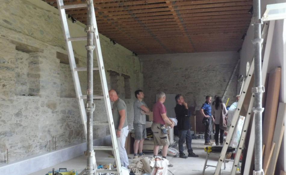 Contractors, Heritage Cornwall working to a tight programme.