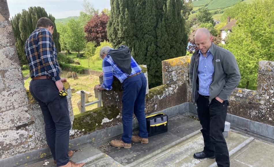 Roof inspection of Church during CPD event in Devon