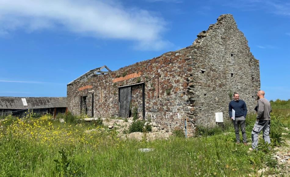 J with contractor Andy Cripps at a North Devon barn 