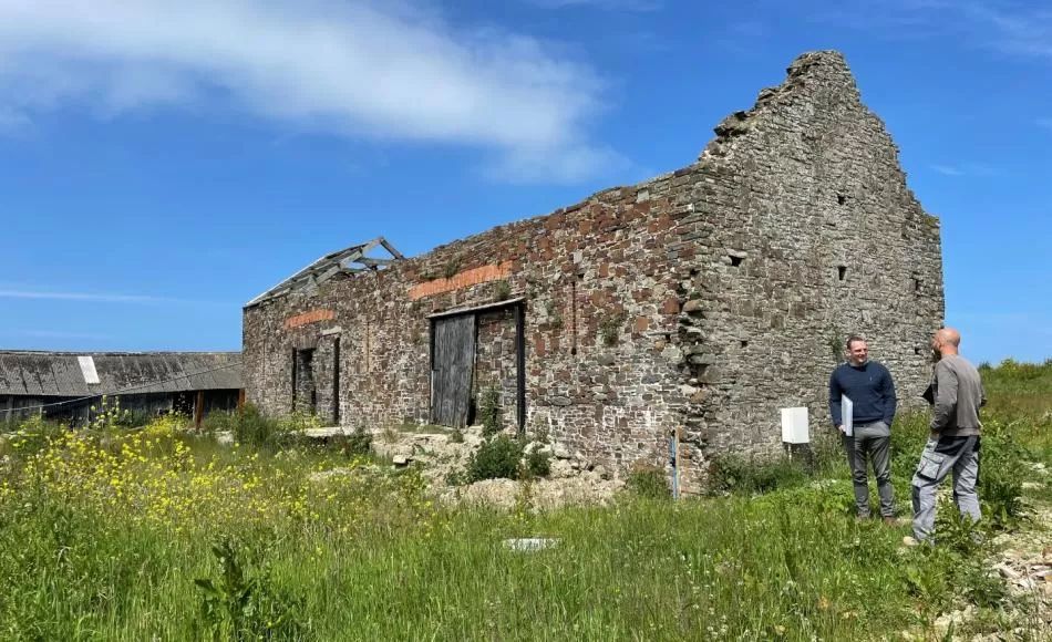 J with contractor Andy Cripps at a North Devon barn 