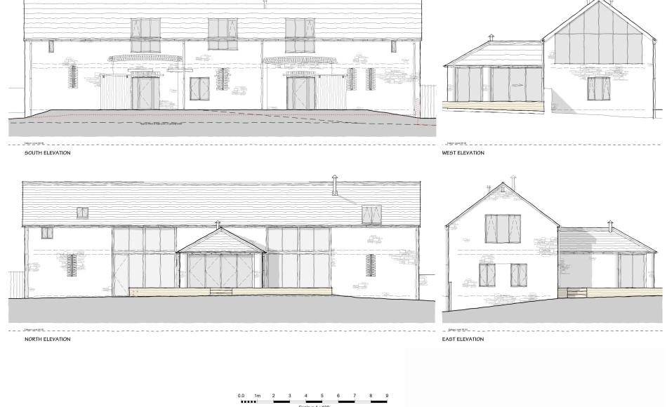 Elevations drawn by J for the Devon barn conversion 