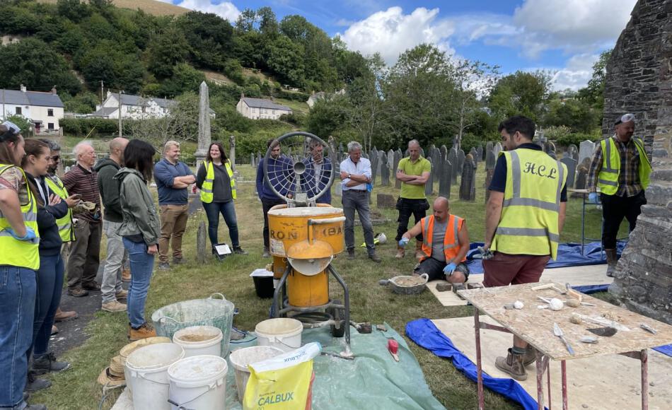 Hands on lime pointing with Heritage Cob & Lime, North Devon. One of many Jonathan Rhind Architects team CPD days