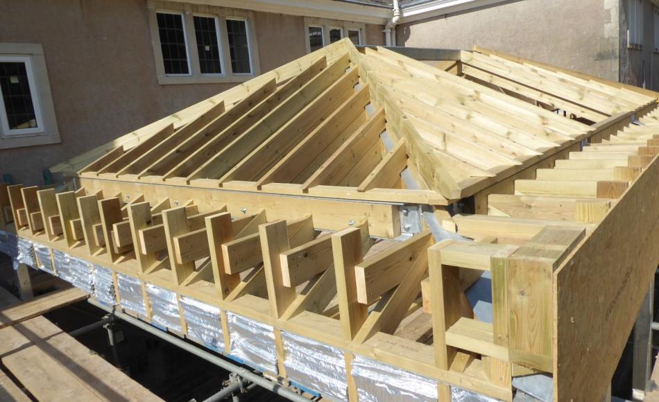 The new orangery roof to this Devon country house is well underway