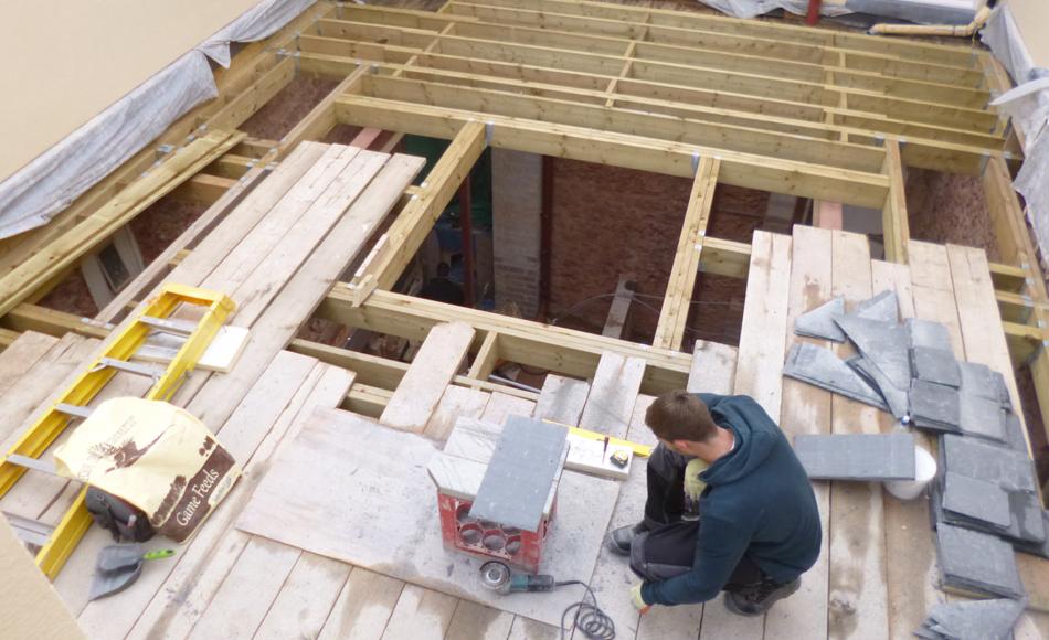 Dining room during works.