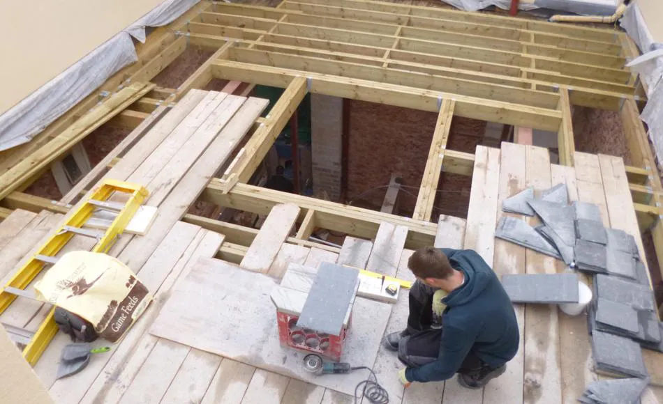 Dining room during works.