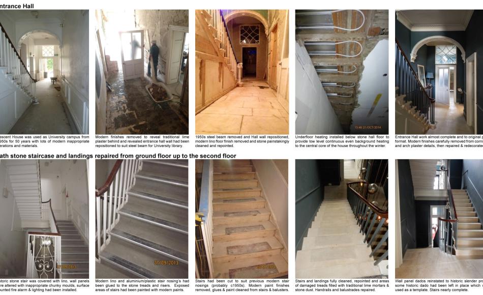 Progression of work to entrance hall and stairs