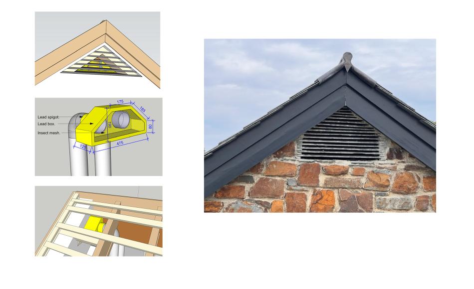 The foul water vent designed by Senior Architectural Technologist Darryn Marrs fits neatly under the eaves