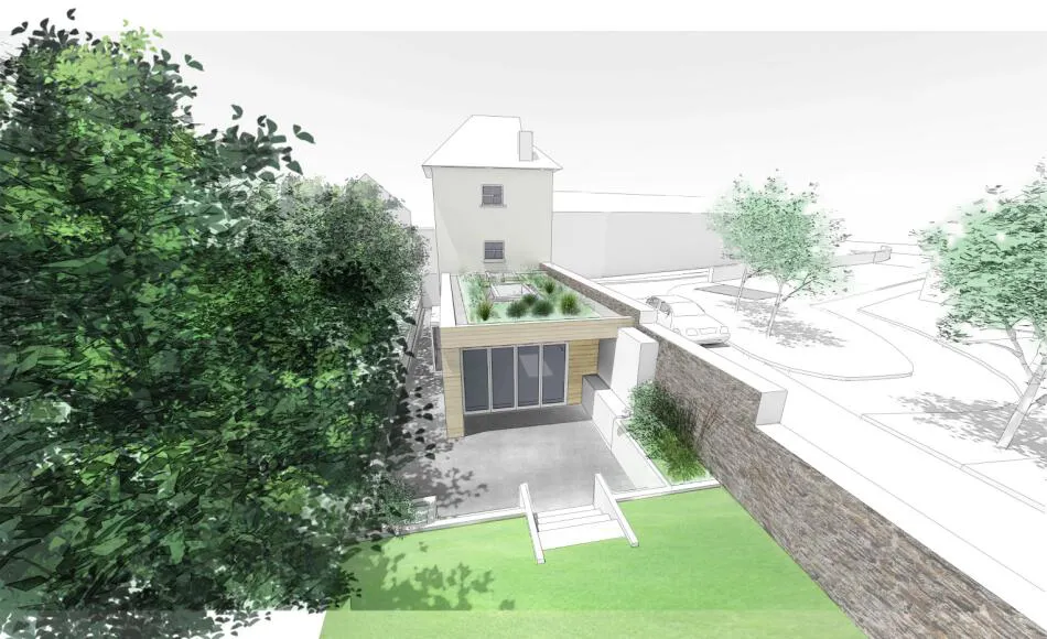 A green roof was designed for this extension to a grade II listed building in North Devon