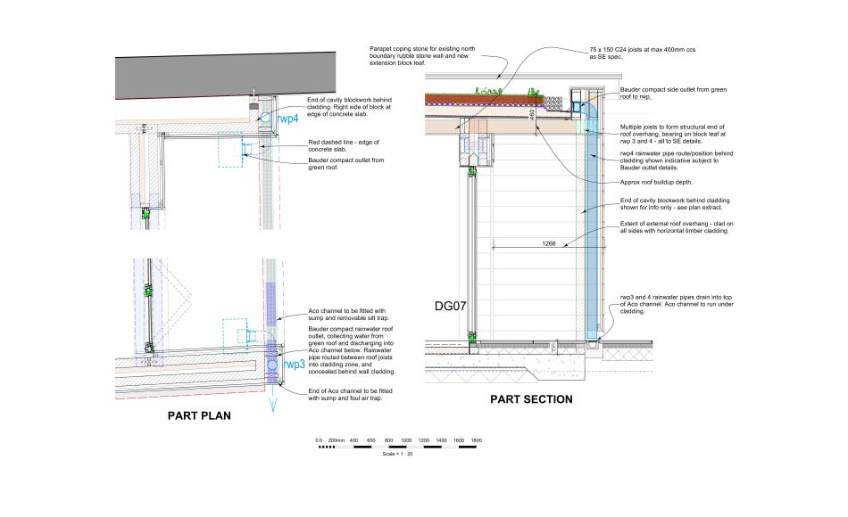 Detailed design for the green roof on the extension to grade II listed building