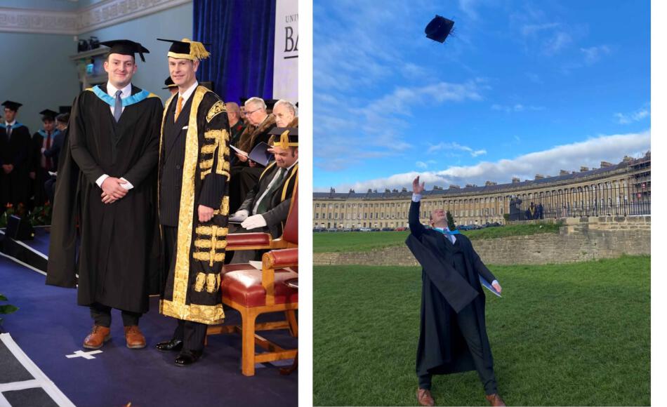 JJ was lucky enough to have his degree presented to him by Prince Edward, the Earl of Wessex, who is the Chancellor of the University of Bath