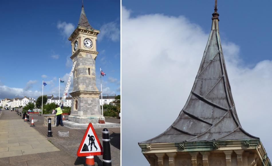 Exmouth’s Jubilee clock’s prominent position on the Esplanade leaves it exposed to salt laden winds