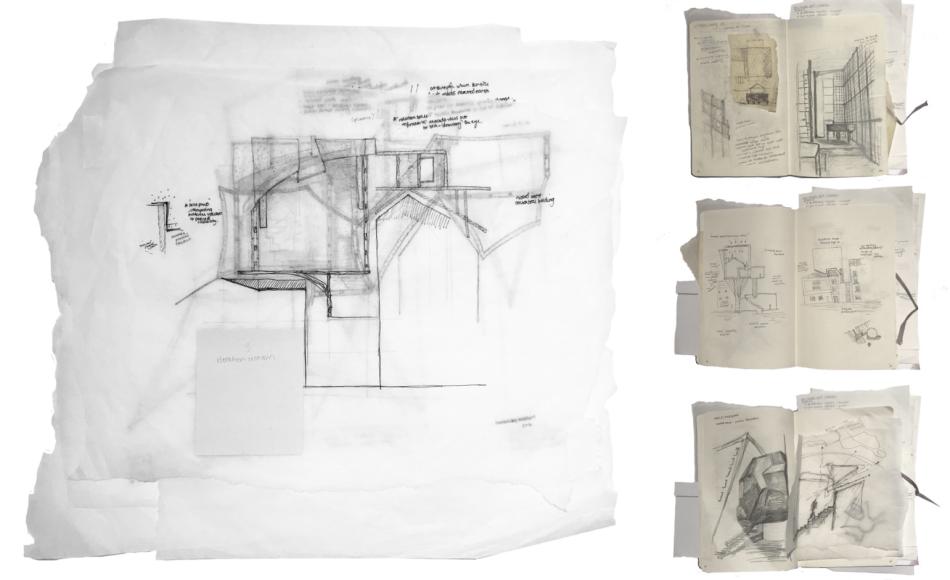 A selection of sketch iterations and sketchbook entries