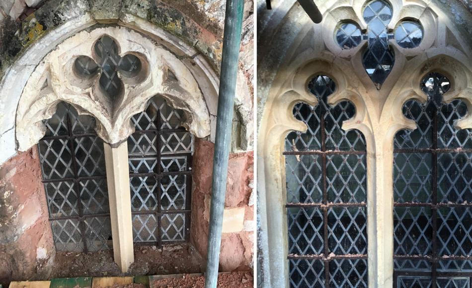 Repairs to and cleaning of window tracery 