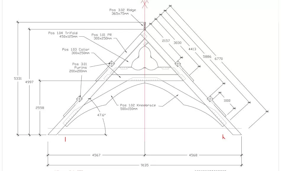The oak pool house trusses are being built on site which allows for an earlier start on installation