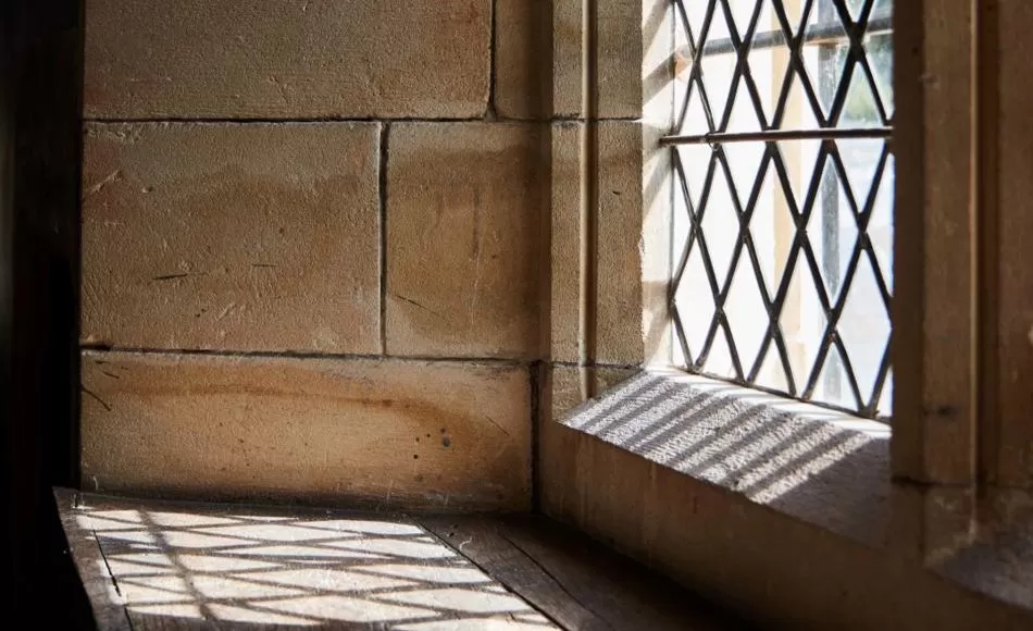 The massive wall depth creates a very effective heat store for the building 