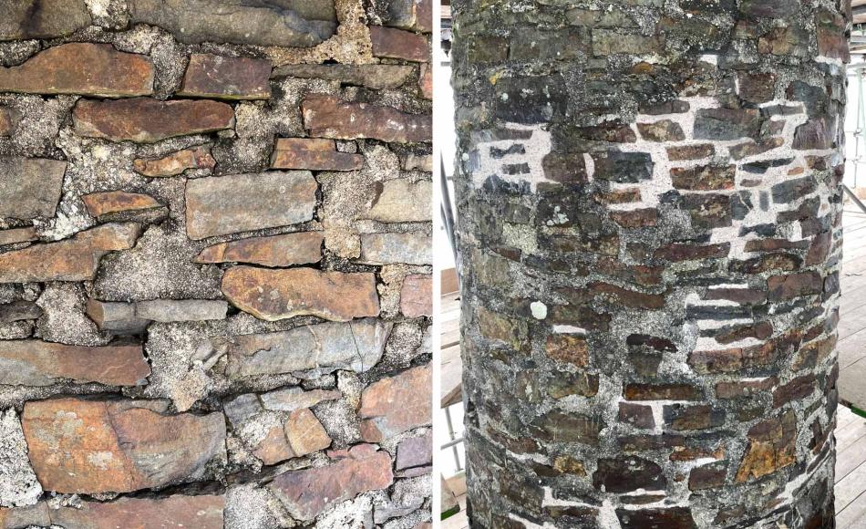 Pointing repairs to conserve and prevent the ruin from deteriorating 