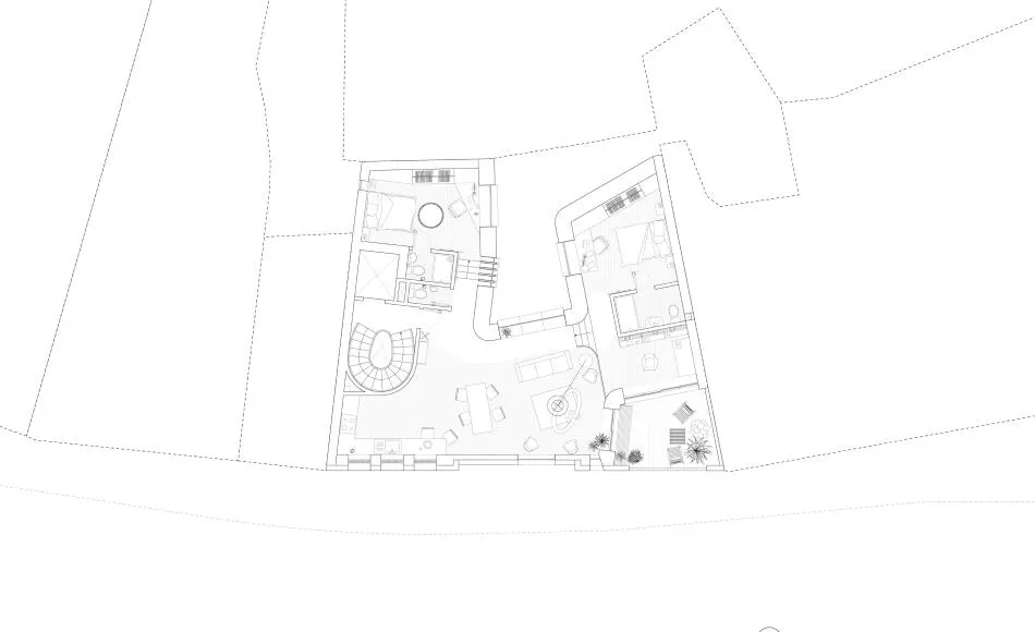 Inhabited apartment layout for a natural-materials based infill housing development on St John Street, London