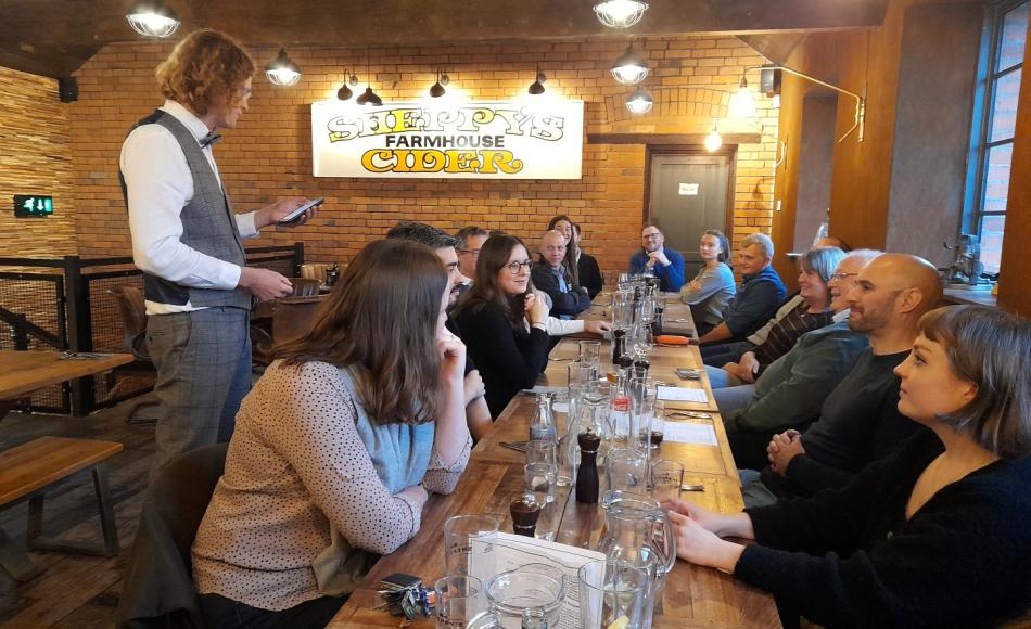 The Jonathan Rhind Architects team gathered from Devon and Somerset to say goodbye Julian in the first whole office gathering since before the pandemic 