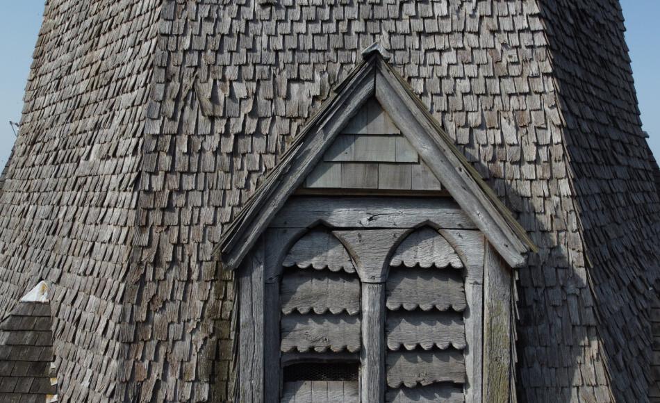 Shingles are small, being on average only 3” wide and 12” long, set at approximately 4½”gauge