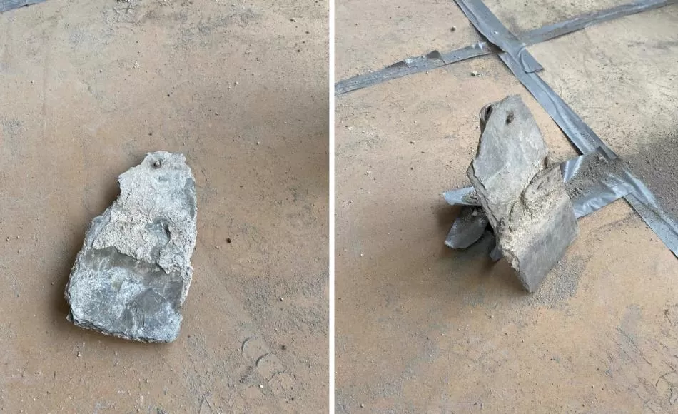 Historical scantle slate from previous roofing found on wall tops