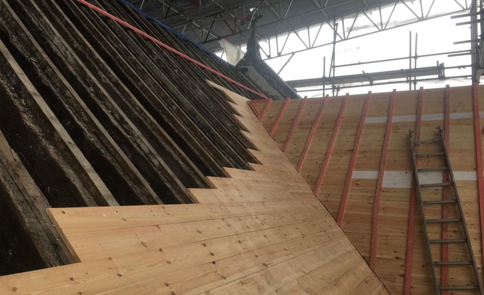 Laying of new sarking board ceiling finish