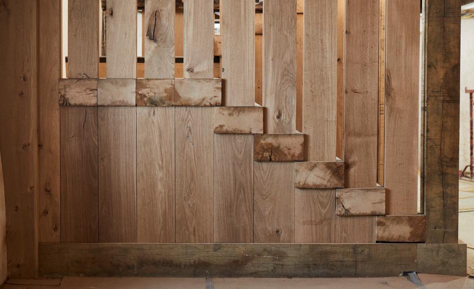 Oak staircase being fitted