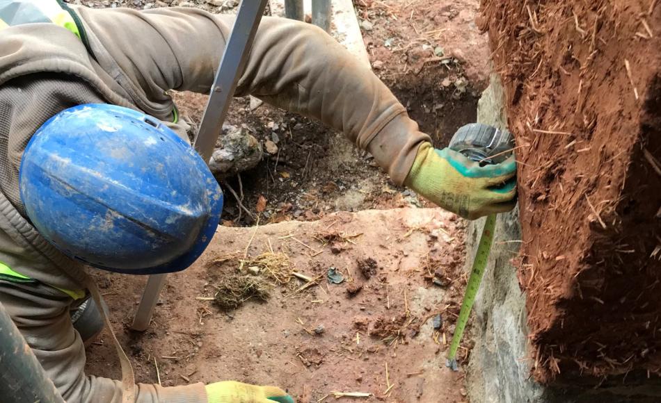 Despite being built in mud careful setting out and site measurement checks are as necessary as any build