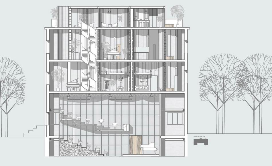 Cross section from Jacob’s plans for the ‘colonie’ abandoned building