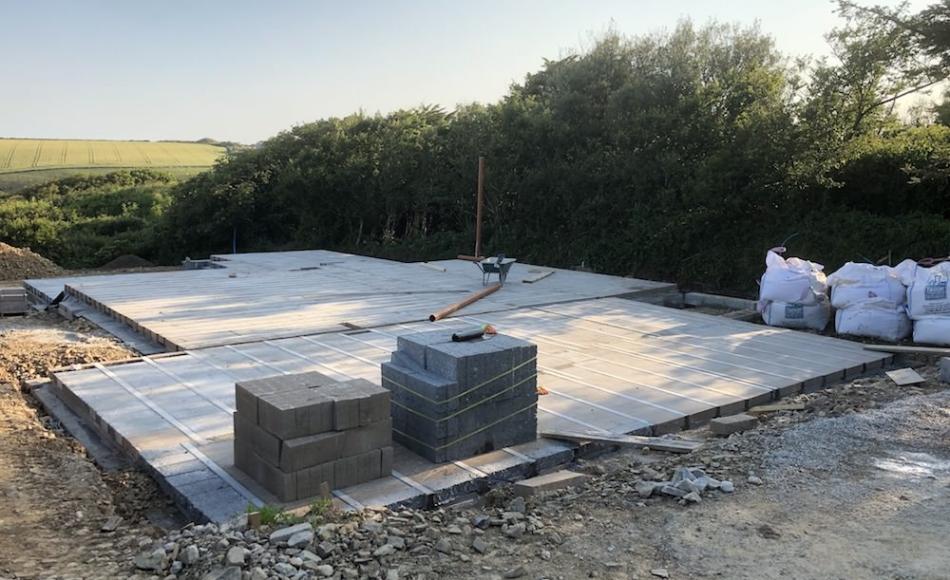 Beam and Block ground floor with level changes down the sloping site